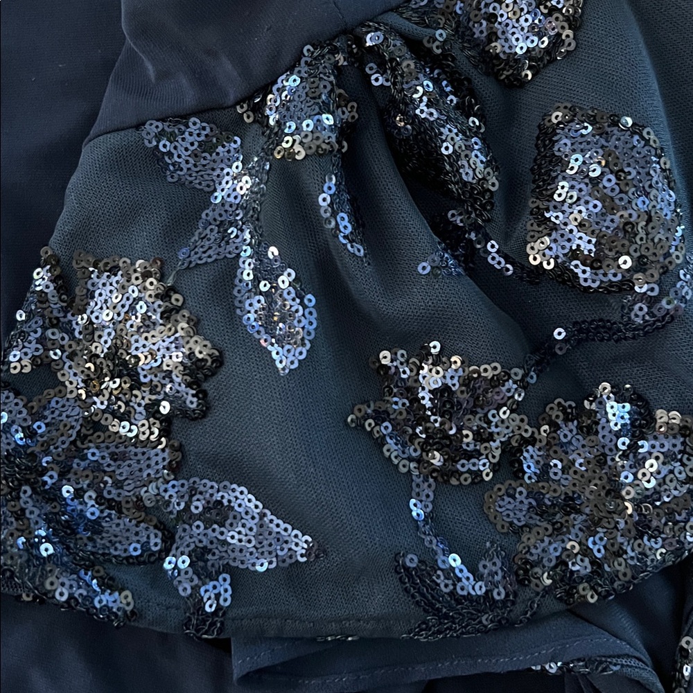 Lauren Ralph Lauren navy blue Sequin wrap dress 8P - Picture 5 of 11